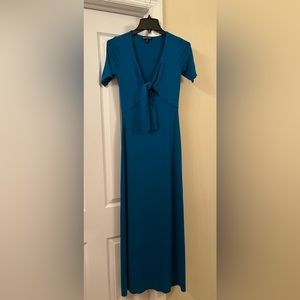 EXPRESS TURQUOISE TIE FRONT MAXI DRESS SIZE XS